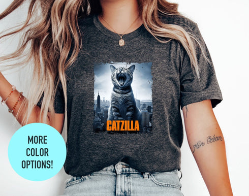 Catzilla T-shirt | Funny Cat Outfit | Cat Lover Shirt | Godzilla Parody Apparel | Kawaaii Cat Shirt | Bobacat Tee | Animal Lover T-shirt